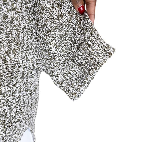 BCBGMaxazria Boxy White Green Variegated Knit Short Sleeve Ribbed Sweater S - Picture 8 of 9